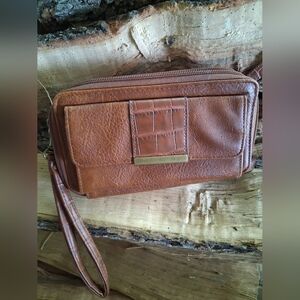 Brown Leather Wristlet
